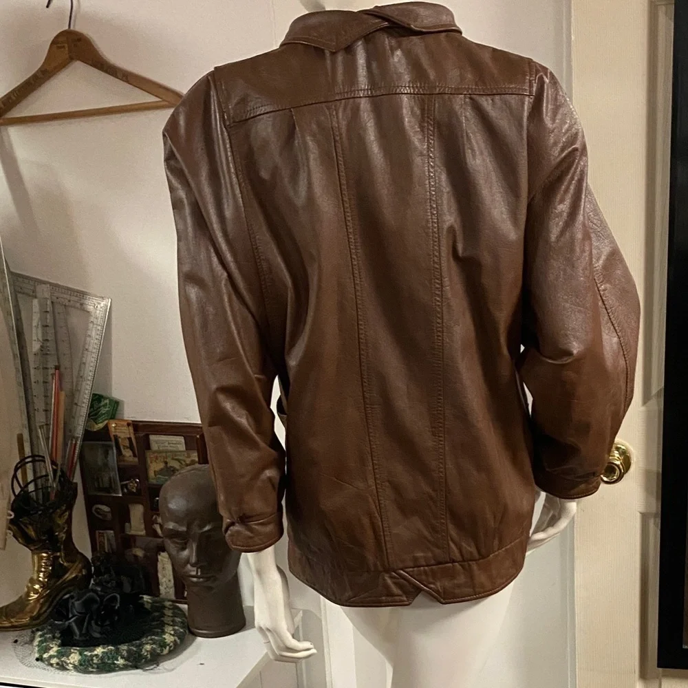 Avanti Vintage 80s Brown Leather Jacket
